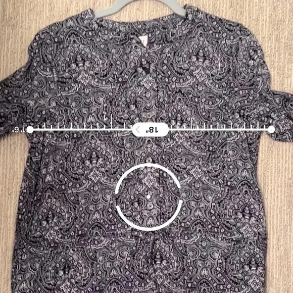 GAP MEDIUM PETITE BLUE AND WHITE DAMASK BOHO LONG SLEEVE DRESS - Picture 6 of 7